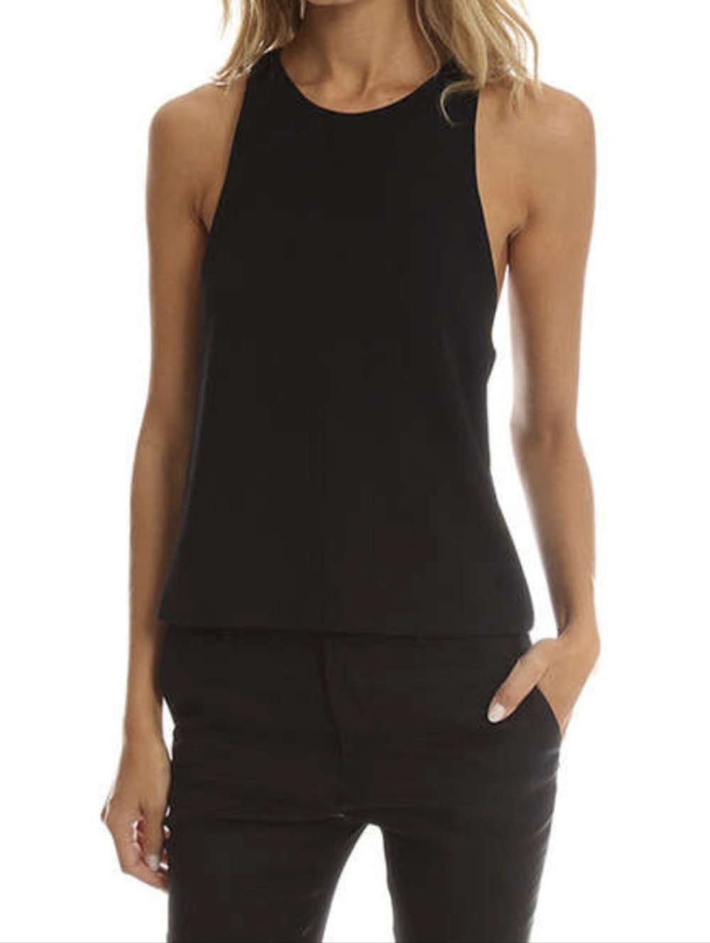 IRO Ulla Black Top Polyester Racerback Tank Top Size 44